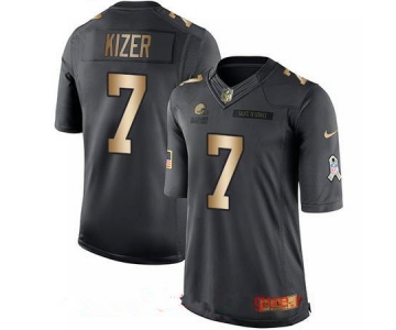 Men's Cleveland Browns #7 DeShone Kizer Anthracite Gold 2016 Salute To Service Stitched NFL Nike Limited Jersey