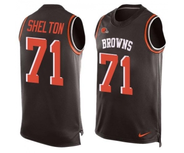Men's Cleveland Browns #71 Danny Shelton Brown Hot Pressing Player Name & Number Nike NFL Tank Top Jersey