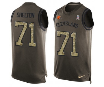 Men's Cleveland Browns #71 Danny Shelton Green Salute to Service Hot Pressing Player Name & Number Nike NFL Tank Top Jersey