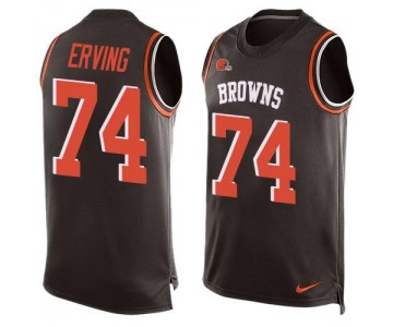 Men's Cleveland Browns #74 Cameron Erving Brown Hot Pressing Player Name & Number Nike NFL Tank Top Jersey