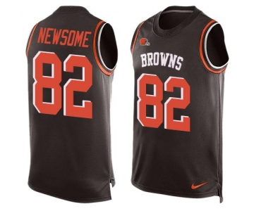 Men's Cleveland Browns #82 Ozzie Newsome Brown Hot Pressing Player Name & Number Nike NFL Tank Top Jersey