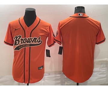 Men's Cleveland Browns Blank Orange Stitched MLB Cool Base Nike Baseball Jersey