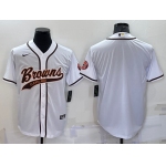 Men's Cleveland Browns Blank White Stitched MLB Cool Base Nike Baseball Jersey