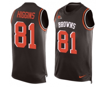 Men's Nike Cleveland Browns #81 Rashard Higgins Limited Brown Player Name & Number Tank Top NFL Jersey