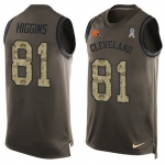 Men's Nike Cleveland Browns #81 Rashard Higgins Limited Green Salute to Service Tank Top NFL Jersey