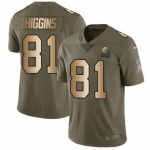 Men's Nike Cleveland Browns #81 Rashard Higgins Limited Olive Gold 2017 Salute to Service NFL Jersey