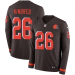 Nike Browns #26 Derrick Kindred Brown Team Color Men's Stitched NFL Limited Therma Long Sleeve Jersey