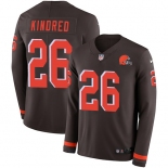 Nike Browns #26 Derrick Kindred Brown Team Color Men's Stitched NFL Limited Therma Long Sleeve Jersey