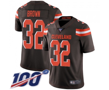 Nike Browns #32 Jim Brown Brown Team Color Men's Stitched NFL 100th Season Vapor Limited Jersey