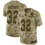 Nike Browns #32 Jim Brown Camo Men's Stitched NFL Limited 2018 Salute To Service Jersey