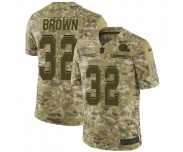 Nike Browns #32 Jim Brown Camo Men's Stitched NFL Limited 2018 Salute To Service Jersey