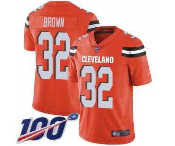 Nike Browns #32 Jim Brown Orange Alternate Men's Stitched NFL 100th Season Vapor Limited Jersey