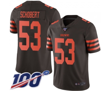 Nike Browns #53 Joe Schobert Brown Men's Stitched NFL Limited Rush 100th Season Jersey