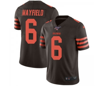 Nike Browns 6 Baker Mayfield Brown 100th Season Color Rush Limited Jersey