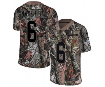 Nike Browns #6 Baker Mayfield Camo Men's Stitched NFL Limited Rush Realtree Jersey