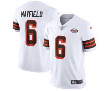 Nike Browns 6 Baker Mayfield White 1946 Collection Alternate Vapor Limited Jersey