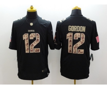 Nike Cleveland Browns #12 Josh Gordon Salute to Service Black Limited Jersey