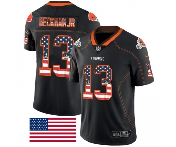 Nike Cleveland Browns 13 Odell Beckham Jr Black USA Flag Fashion Limited Jersey