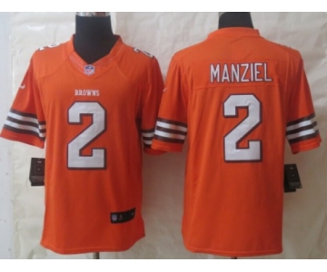 Nike Cleveland Browns #2 Johnny Manziel Orange Limited Jersey