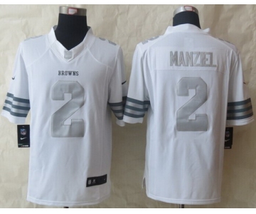 Nike Cleveland Browns #2 Johnny Manziel Platinum White Limited Jersey