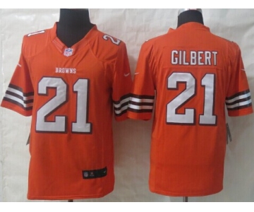 Nike Cleveland Browns #21 Justin Gilbert Orange Limited Jersey