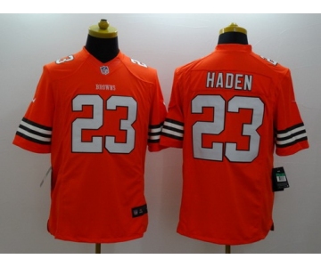 Nike Cleveland Browns #23 Joe Haden Orange Limited Jersey