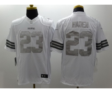 Nike Cleveland Browns #23 Joe Haden Platinum White Limited Jersey