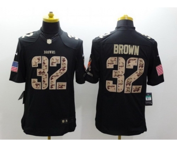 Nike Cleveland Browns #32 Jim Brown Salute to Service Black Limited Jersey