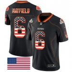 Nike Cleveland Browns #6 Baker Mayfield Black USA Flag Fashion Limited Jersey