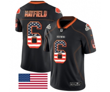 Nike Cleveland Browns #6 Baker Mayfield Black USA Flag Fashion Limited Jersey