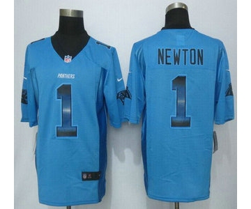 Carolina Panthers #1 Cam Newton Light Blue Strobe 2015 NFL Nike Fashion Jersey