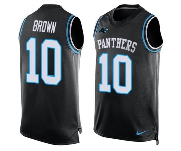 Men's Carolina Panthers #10 Corey Brown Black Hot Pressing Player Name & Number Nike NFL Tank Top Jersey