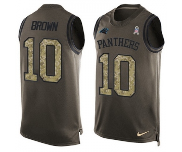 Men's Carolina Panthers #10 Philly Brown Green Salute to Service Hot Pressing Player Name & Number Nike NFL Tank Top Jersey