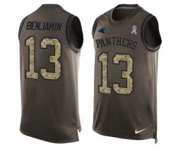Men's Carolina Panthers #13 Kelvin Benjamin Green Salute to Service Hot Pressing Player Name & Number Nike NFL Tank Top Jersey
