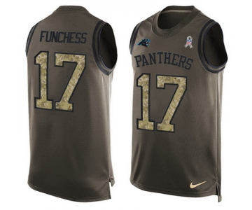 Men's Carolina Panthers #17 Devin Funchess Green Salute to Service Hot Pressing Player Name & Number Nike NFL Tank Top Jersey