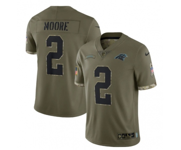 Men's Carolina Panthers #2 D. Moore 2022 Olive Salute To Service Limited Stitched Jersey