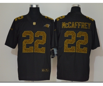 Men's Carolina Panthers #22 Christian McCaffrey Black 2020 Nike Flocked Leopard Print Vapor Limited NFL Jersey