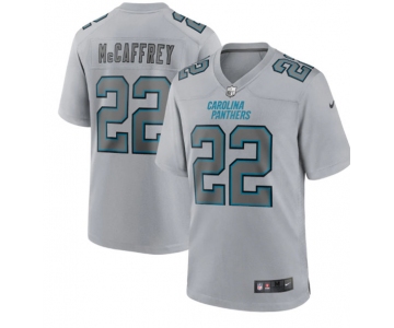 Men's Carolina Panthers #22 Christian McCaffrey Gray Atmosphere Fashion Stitched Game Jersey
