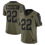 Men's Carolina Panthers #22 Christian McCaffrey Nike Olive 2021 Salute To Service Limited Player Jersey