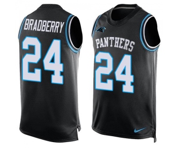 Men's Carolina Panthers #24 James Bradberry Black Hot Pressing Player Name & Number Nike NFL Tank Top Jersey