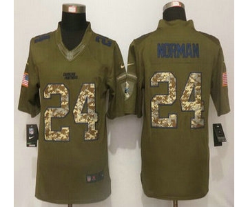 Men's Carolina Panthers #24 Josh Norman Green Salute to Service 2015 NFL Nike Limited Jersey