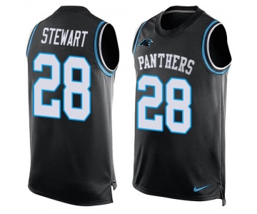 Men's Carolina Panthers #28 Jonathan Stewart Black Hot Pressing Player Name & Number Nike NFL Tank Top Jersey