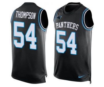 Men's Carolina Panthers #54 Shaq Thompson Black Hot Pressing Player Name & Number Nike NFL Tank Top Jersey