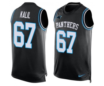 Men's Carolina Panthers #67 Ryan Kalil Black Hot Pressing Player Name & Number Nike NFL Tank Top Jersey