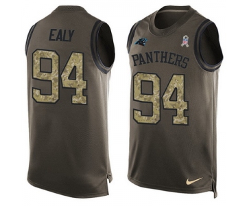 Men's Carolina Panthers #94 Kony Ealy Green Salute to Service Hot Pressing Player Name & Number Nike NFL Tank Top Jersey