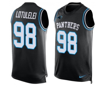 Men's Carolina Panthers #98 Star Lotulelei Black Hot Pressing Player Name & Number Nike NFL Tank Top Jersey