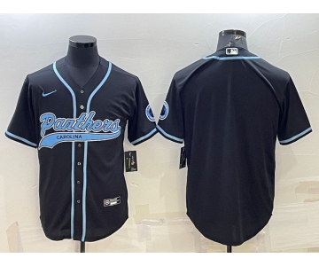 Men's Carolina Panthers Blank Black With Patch Cool Base Stitched Baseball Jersey