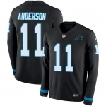 Men's Nike Panthers #11 Robby Anderson Black Team Color Stitched NFL Limited Therma Long Sleeve Jersey