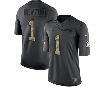 Nike Panthers #1 Cam Newton Black Men's Stitched NFL Limited 2016 Salute to Service Jersey