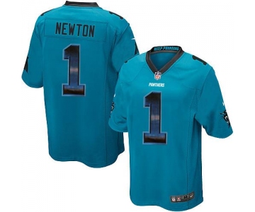 Nike Panthers #1 Cam Newton Blue Alternate Men's Stitched NFL Limited Strobe Jersey